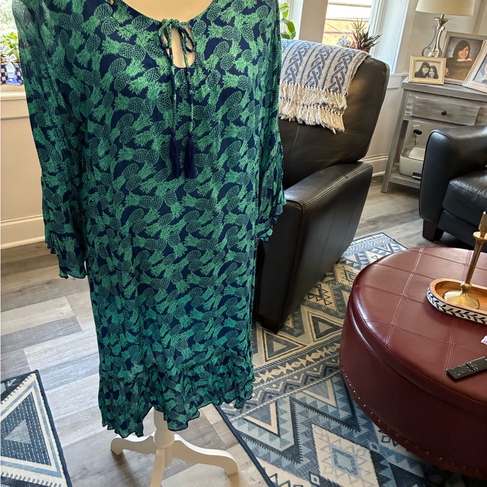 Green Long Sleeve Scoop Neck Sundress